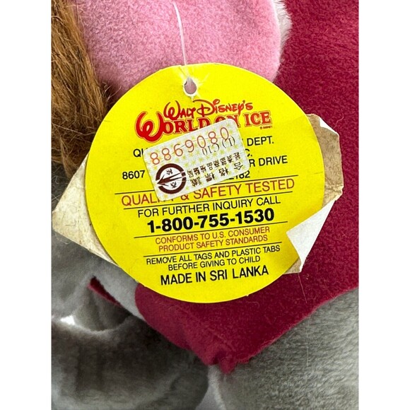 Vintage 1990s Walt Disney's World On Ice Aladdin Abu Elephant Plush Toy WITH TAG - Picture 2 of 9